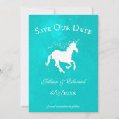 Turquoise Unicorn sparen de Datum aankondiging (Voorkant)
