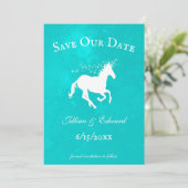 Turquoise Unicorn sparen de Datum aankondiging (Staand voorkant)