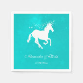 Turquoise Unicorn Vrijgezellenfeest Napkin Servet (Voorkant)