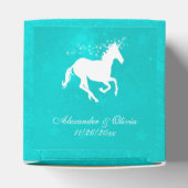 Turquoise Unicorn Wedding Favor Box Bedankdoosjes (Bovenkant)