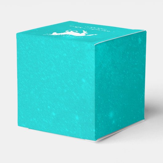 Turquoise Unicorn Wedding Favor Box Bedankdoosjes (Achterkant)