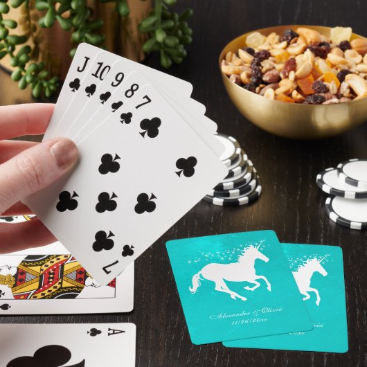 Turquoise Unicorn Wedding Favor Card Deck Pokerkaarten (Insitu)