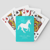 Turquoise Unicorn Wedding Favor Card Deck Pokerkaarten (Achterkant)