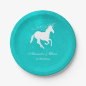 Turquoise Unicorn Wedding Paper Bord (Voorkant)