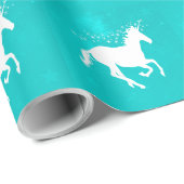 Turquoise Unicorn Wedding Wrapping Paper Cadeaupapier (Rol Hoek)