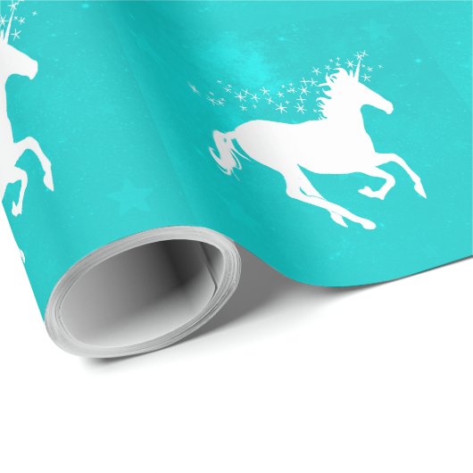 Turquoise Unicorn Wedding Wrapping Paper Cadeaupapier (Rol Hoek)