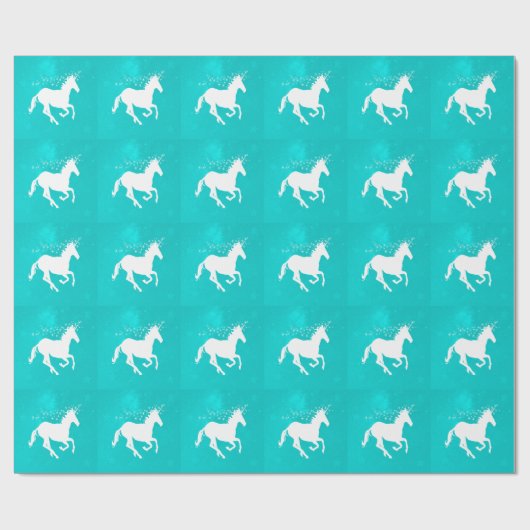 Turquoise Unicorn Wedding Wrapping Paper Cadeaupapier (Vlak)
