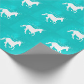 Turquoise Unicorn Wedding Wrapping Paper Cadeaupapier (Hoek)