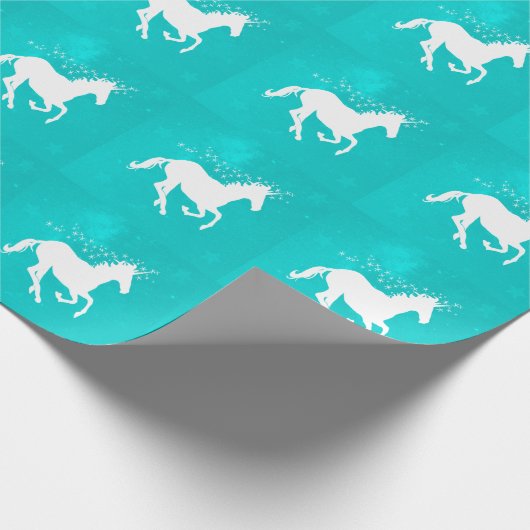 Turquoise Unicorn Wedding Wrapping Paper Cadeaupapier (Hoek)
