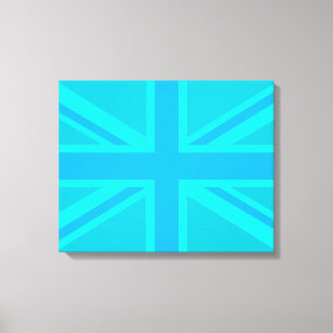 Turquoise Union Jack British Flag Design Canvas Afdruk