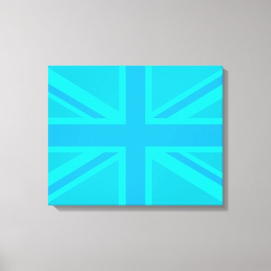 Turquoise Union Jack British Flag Design Canvas Afdruk (Voorkant)