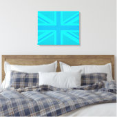 Turquoise Union Jack British Flag Design Canvas Afdruk (Insitu (Slaapkamer))