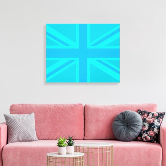 Turquoise Union Jack British Flag Design Canvas Afdruk (Insitu (Woonkamer))