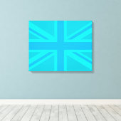 Turquoise Union Jack British Flag Design Canvas Afdruk (Insitu (Houten vloer))