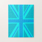 Turquoise Union Jack British Flag Design Legpuzzel (Verticaal)