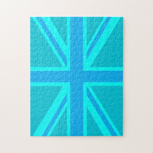 Turquoise Union Jack British Flag Design Legpuzzel (Verticaal)