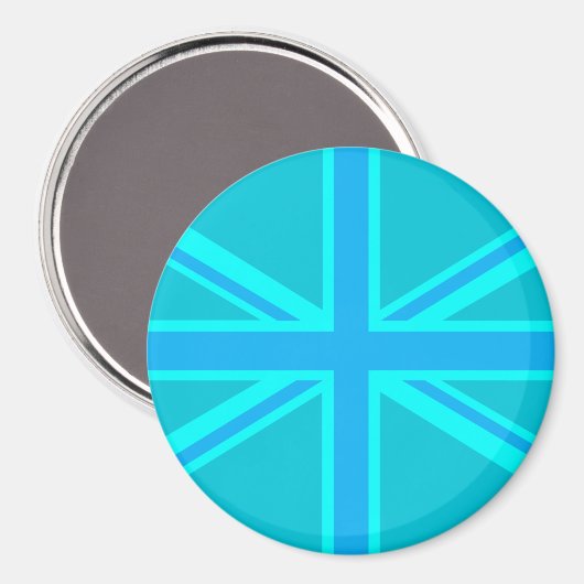 Turquoise Union Jack British Flag Design Magneet (Voorkant / Achterkant)