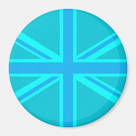 Turquoise Union Jack British Flag Design Magneet (Voorkant)
