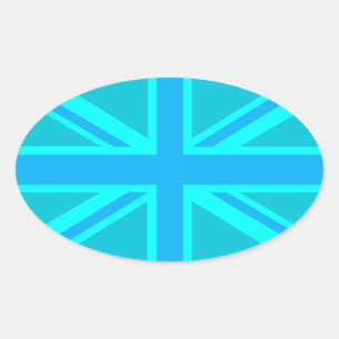 Turquoise Union Jack British Flag Design Ovale Sticker
