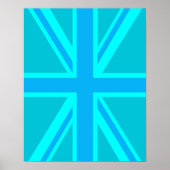 Turquoise Union Jack British Flag Design Poster (Voorkant)