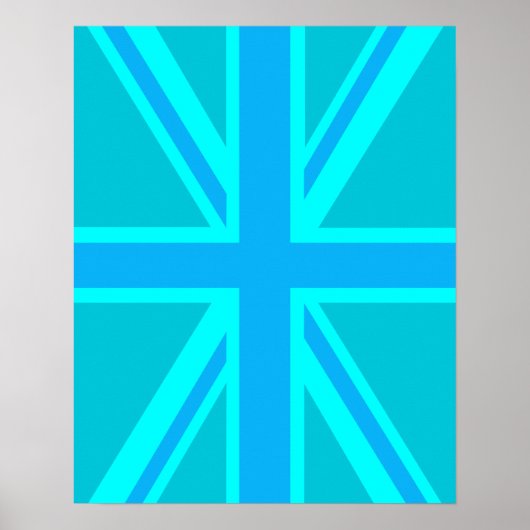 Turquoise Union Jack British Flag Design Poster (Voorkant)