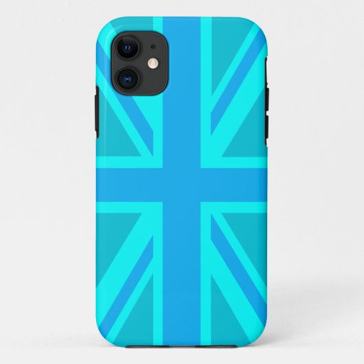 Turquoise Union Jack Britse vlag Case-Mate iPhone Case (Achterkant)