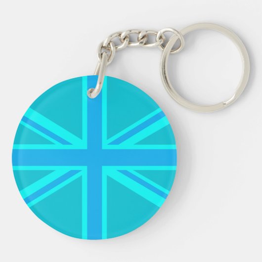 Turquoise Union Jack Britse vlag Sleutelhanger (Achterkant)