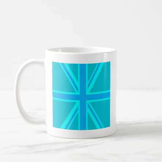 Turquoise Union Jack Flag Decor Koffiemok (Links)