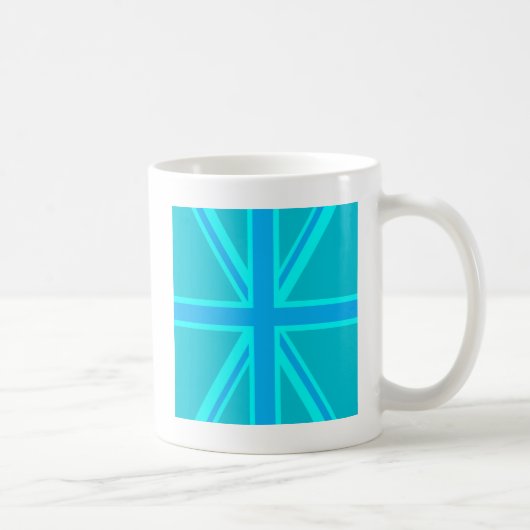 Turquoise Union Jack Flag Decor Koffiemok (Rechts)