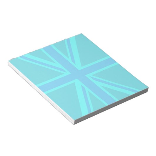 Turquoise Union Jack Flag Decor Notitieblok (Schuin)