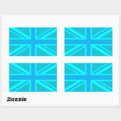 Turquoise Union Jack Flag Decor Rechthoekige Sticker (Vel)