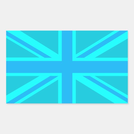 Turquoise Union Jack Flag Decor Rechthoekige Sticker (Voorkant)