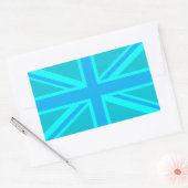 Turquoise Union Jack Flag Decor Rechthoekige Sticker (Envelop)