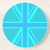 Turquoise Union Jack Flag Decor Zandsteen Onderzetter (Voorkant)