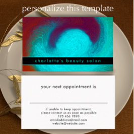 Turquoise Unique Modern Cool Hair Nail Salon Afsprakenkaartje