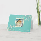 Turquoise+Vanilla Swirls Foto Dank U/DIY kleur Bedankkaart (Voorkant)
