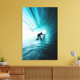 Turquoise Vat Golfslag | Minimalistische Surf Canvas Afdruk