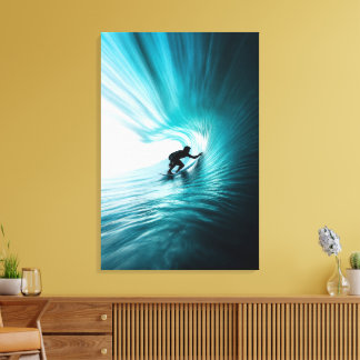 Turquoise Vat Golfslag | Minimalistische Surf Canvas Afdruk