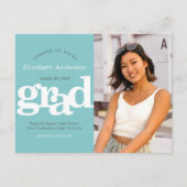 Turquoise veranderingsplannen afstuderen gewaagde uitnodiging briefkaart (Voorkant)