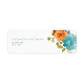 Turquoise Verbrand Oranje herfst bloemig Label (Voorkant)