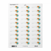 Turquoise Verbrand Oranje herfst bloemig Label (Full Sheet)