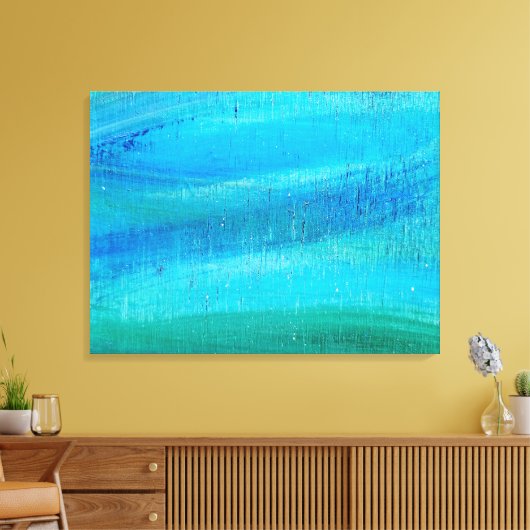 turquoise verfpatroon canvas afdruk (Insitu (Woonkamer))