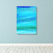 turquoise-verfpatroon canvas afdruk (Insitu (Houten vloer))