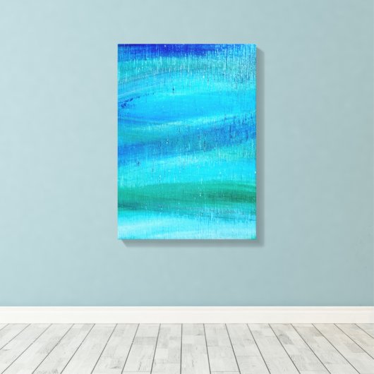 turquoise-verfpatroon canvas afdruk (Insitu (Houten vloer))