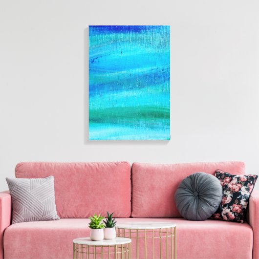 turquoise-verfpatroon canvas afdruk (Insitu (Woonkamer))