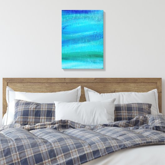 turquoise-verfpatroon canvas afdruk (Insitu (Slaapkamer))