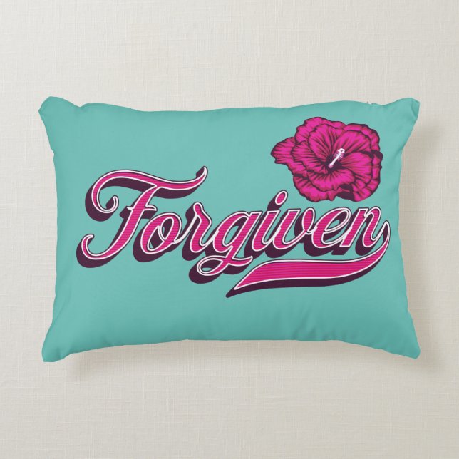 Turquoise vergeven Hibiscus Accent Kussen (Voorkant)