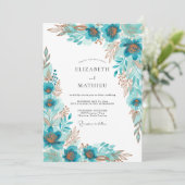 Turquoise Vergulde Boheemse Bruiloft Kaart (Staand voorkant)