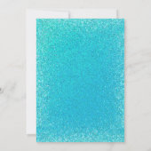 Turquoise verjaardag glitterscript navy aangepast kaart (Achterkant)
