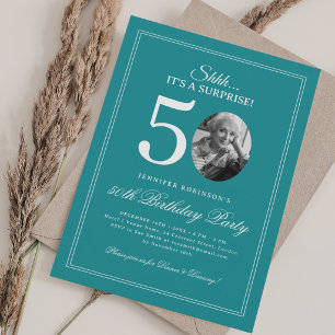 Turquoise   Verjaardagsfeest Surprise 50 jaar Kaart